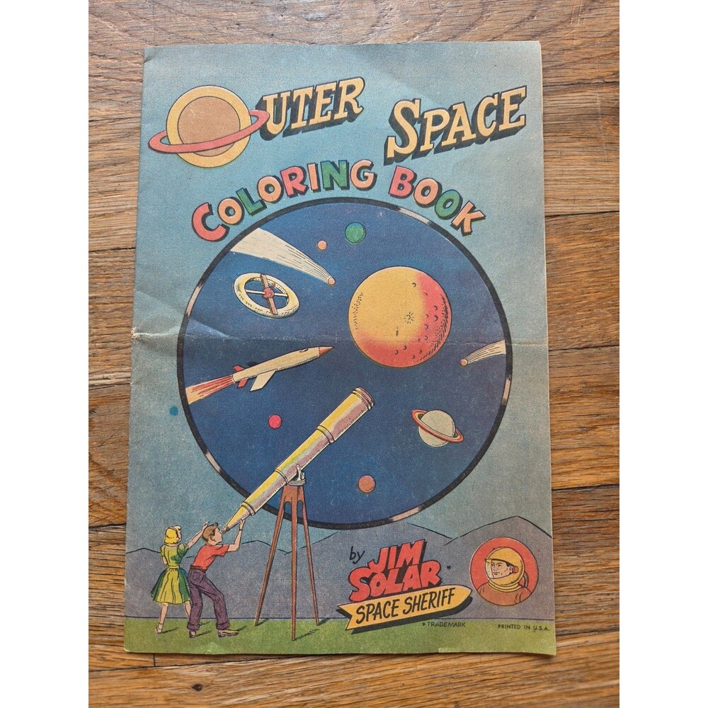 Outer space vintage coloring book Jim Solar Space Sheriff 1966